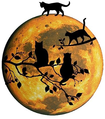 SUPERDANT Vollmond Wandaufkleber Katze Auf AST Wandkunst Schwarze Katze Mit Mond Wandaufkleber AST Silhouette Wandaufkleber Für Zuhause Wohnzimmer Küche Schlafzimmer Dekorationen