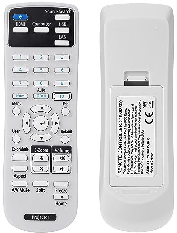 Aimdio 219863500 Mando a distancia para Epson Proyector EB-FH52 FH06 EH-TW740 TW750 TW710 EB-W06 W49 W51 W52 X06 X49 X51 X500 E01 E10 EB-720 725W 725Wi 735F 735Fi 972 982W 992F EB-1480Fi 1481Fi 1485Fi
