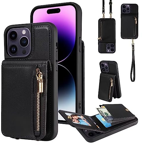 for Samsung Galaxy S23 Ultra Case with Card Holders Handbag, Zipper Flip Wallet Folding Cover Shockproof Leather Purse Women Crossbody Strap Case Kickstand Magnetic for Samsung Galaxy S23 Ultra, black