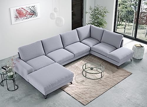 Design Möbel Ecksofa mit Schlaffunktion Eckcouch mit Bettkasten Schlafsofa Big Sofa XXL Schlafcouch Sofab mit Schlaffunktion Schlafsessel Gästebett Klappsofa Bettfunktion OLIVIO 3 U PA 05