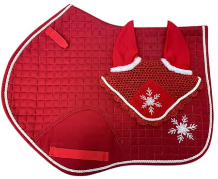 Horses Set Schabracke + Mütze Christmas-006 - ROT-207 - COB, Stil und Komfort für Ihr Pferd von Tosoni Sattlerei