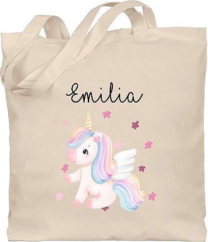 Baumwolltasche - Einhörner - Süßes Einhorn Sweet Unicorn - Unisize - Naturweiß - wechselkleidung beutel kita personalisierte tasche kindergarten unicorns stoffbeutel geschenke taschen kinder