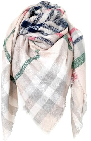 FIFTHAVE Écharpe Chale Femme Cachemire Châle Grand Plaid Tissu Glands Foulard Oversize Ponchos Carreaux Shawl Automne Hiver et Capes Acrylique Souple Chaud Scarf Beige