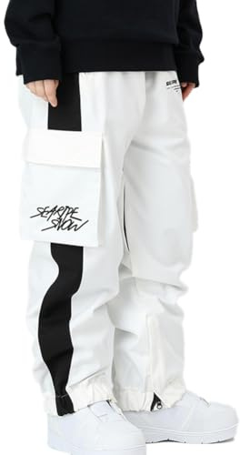 HOUZONIY Damen Skihose, Herren Wasserdicht Winddichte Softshellhose, Weite Passform Snowboardhose Geeignet für Outdoor-Sportarten