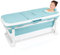 Fiqops Faltbare Badewanne Erwachsene XL, 132x60x50cm klappbare mobile Badewanne mit Abdeckung Klappbadewanne Erwachsener foldable bathtub mit Korb für Badezimmer, Dusche und Balkon