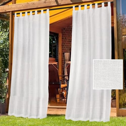 Gluhbirnen Outdoorvorhänge, Outdoor Vorhänge mit Ösen Wasserdicht, Balkon Vorhang, Transparente Vorhänge, Sonnenschutz Vorhang, Outdoor Gardinen, Vorhang Pavillon, Naturweiß, 132 * 213CM