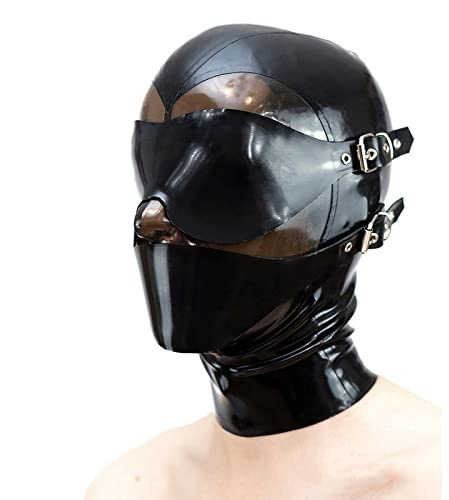 DaiQei Latex Maske Bondage Maske Vollmaske Extrem Sklave Bondage Maske Handgefertigt BDSM Maske mit Augenbinde und Knebel Lassen Atemlöcher Sex Latex Maske für Maskerade Cosplay Sexspielzeug (Color :