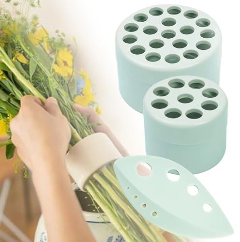 Vilbocr Ikebana - Set di 2 supporti a spirale per steli a spirale, 1 strumento per spelare le foglie, per bouquet di fiori, twister per composizioni floreali (verde)