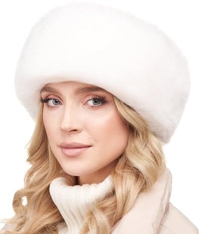 Futrzane Siberian Stirnband - Pelz Stirnband Damen - Winter Ohrenwärmer Fell - Größe M (Weiß Siberian)