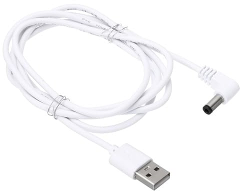 PATIKIL 5Ft USB to DC 5.5x2.5mm Barrel Jack Power Cable, Wire Adapter Connector Charging Cord for Light Fans Speaker Table Lamp, White