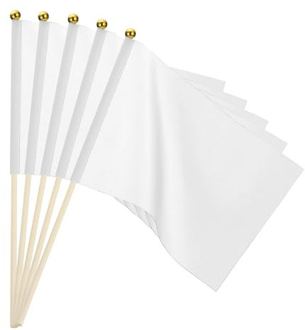 PATIKIL 16Stk Weiße Flagge Spiel Einfarbige Weiße Fahnen Kleine Mini Fahnen Stecken Party Dekoration für Spiel Geburtstag Karneval