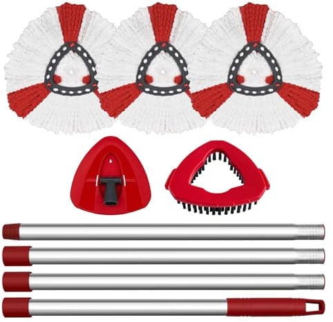 DLAIMI Cabezal de fregona de repuesto giratorio, base de fregona giratoria, cepillo de limpieza, mango de fregona compatible con Vileda Easywriting&Clean Turbo 1 Tanque, cabezal de fregona de fibra