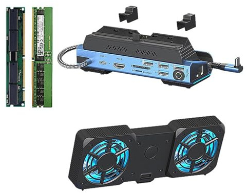 USB Hub Docking Station RJ45 Card Reader Multiport Adapter Console Hard Disk Cartridge Cooling Fan