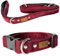 Hundeleine und Halsband – Set für einen Hund mit Leine und Halsband – Doppellagiges, Starkes Halsband mit Metall- oder Kunststoffschnalle (Kirsche, XS (Kunststoffschnalle))