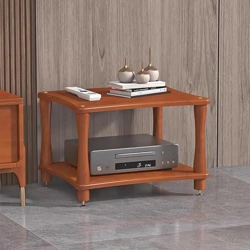 SaryEdge Ständer aus massivem Holz für Audio- und Videoregale und Medienkonsolen, Deko-Regal, Organizer für Spielkonsolen-Ausrüstung/CD-Player-Komponenten, Medie(Natur-60x48x40cm
