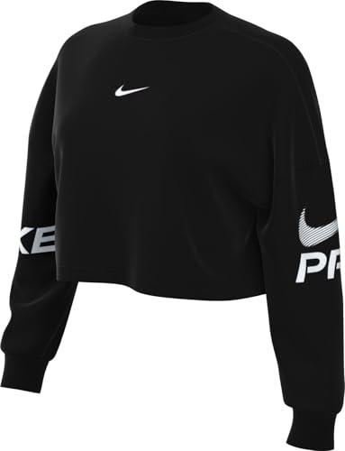 Nike Damen W Np Df FLC Crew Tt Grx, Black/White/White, L