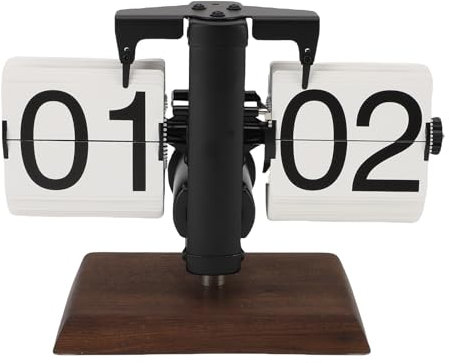Oreilet Flip Deskuhr, Retro Große Anzahl Mechanischer Automatischer Flip -Down -Uhr für Wohnzimmer Home Office Tabletop, 24 Stunden, Batteriebetrieben, Einfach zu Lesen
