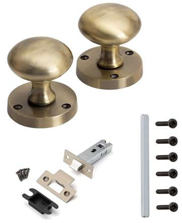 Golden Grace Antique Brass Mortice Sprung Door Knob Set with 3 75mm Tubular Latch