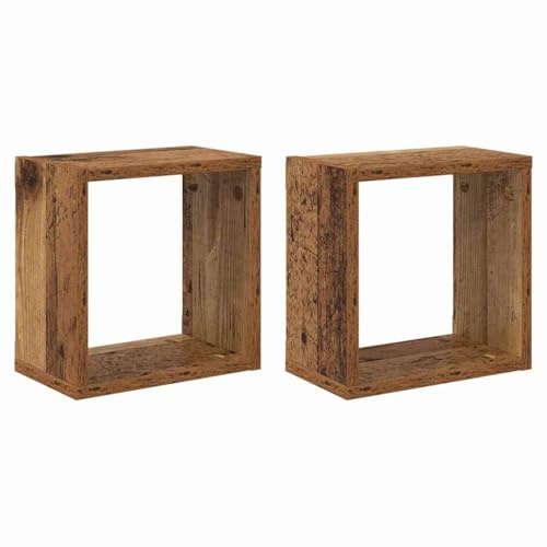 vidaXL Wandregale 2er Set Altholz 26X15X26 cm Massiv Rustikales Design Vielseitig Innenlagerung Wohnkultur Wohnzimmer Stylische Schweberegale
