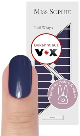 Miss Sophie Nagelfolien I Atlantis I 24 ultra-dünne & selbstklebende Nagellack-Streifen I Vegan & ohne schädliche Inhaltsstoffe I Nagelsticker für Finger- & Fußnägel I Bis zu 14 Tagen Halt