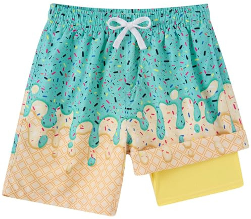 Kids4ever Maillot de Bain pour garçon à séchage Rapide Doublure de Compression Boxer Anti-frottement Maillot de Bain Short de Plage Surf 7-18 Ans