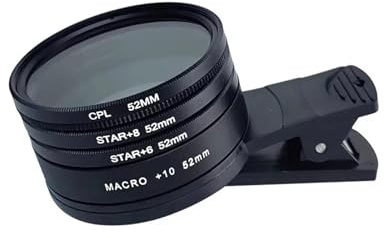 52 Mm Handy-Kamera-Objektiv-Filter-Set, UV-Filter, CPL Star 4/6/8 Makro + 10 Lente Mit Universal-Clip, Kompatibel for iPhone, Mobile Fotografie(with Macro Filter,Clip)