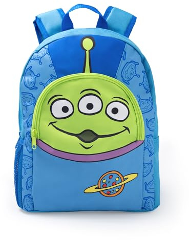 Disney Toy Story Rucksack mit grünem Alien und blauem Motiv | Pizza Planet Schulrucksack mit gepolsterten Trägern und Reißverschluss Merchandise