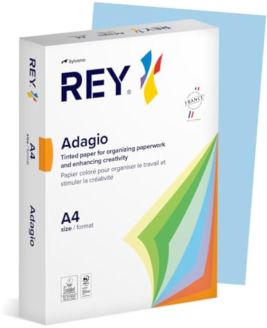REY® ADAGIO Reprografisches Papier, Blaue Pastell, 160 g, DIN A4, 250 Blatt/Buntes Papier, Farbiges Kopierpapier/für Büro und Schule
