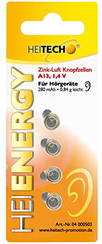 Heitech Zink-Luft Knopfzellen, 4-er Pack A13