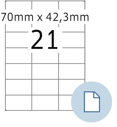 HERMA 8421 Universal Etiketten, 500 Blatt, 70 x 42,3 mm, 21 pro A4 Bogen, 10500 Stück, selbstklebend, bedruckbar, matt, blanko Papier Klebeetiketten Aufkleber, weiß