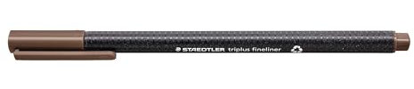 STAEDTLER 334-77 Triplus Fineliner (Dreikant, Superfeine, Metallgefasste Spitze, Linienbreite ca. 0,3 mm, 10 Stück) tabakbraun