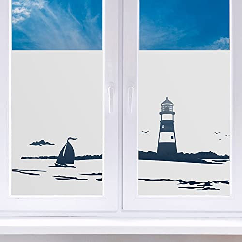 Wandaro Sichtschutzfolien I Motiv 11: Anker I Wohnzimmer Schlafzimmer Zimmer Fensterfolie Fenster Fenstersticker Milchglas Folie W3371