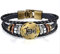 JewelryWe Schmuck Herren Damen Stier Armband, 12 Tierkreis Sternzeichen Horoskop Charms Druckknopf Armreif, Leder Legierung, schwarz