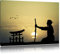 Pixxprint Samurai-Meister vor Horizont, Größe: 100x70cm, Leinwandbild, fertig gespannt, Wandbild, Dekoration, Kunstdruck, kein Poster