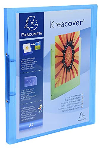 Exacompta 54969E Präsentationshefter KreaCover aus transluzentem Kunststoff. 2 Ring-Mechanik DIN A4 Rücken 20mm ideal für Angebots- und Unternehmenspräsentationen 1 Stück Zufallsfarbe