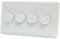 10A Light Dimmer Switch 4 Gang 2 Way - Push On Off 400W - Plastic White
