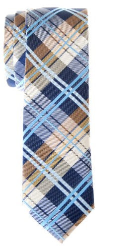 Retreez Herren Schmale Gewebte Krawatte Elegante Tartan Plaid Karo 5 cm - marineblau und khaki