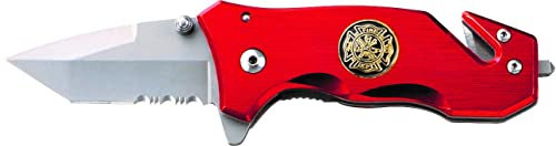 AUSONIA - Coltello tasca cm 15 lama inox satinata manico alluminio con tagliacintura e frangivetro