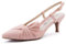 Greatonu Women's Pointed Toe Slingback Dress Court Shoes, Pink Bowtie - 8 UK