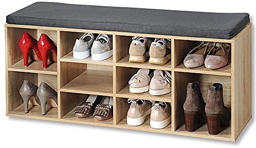Kesper Schuhschrank mit Sitzkissen, Material: Faserplatte, Maße: B103,5 x H48 cm x L29,5 cm, Farbe: Braun 15920 13
