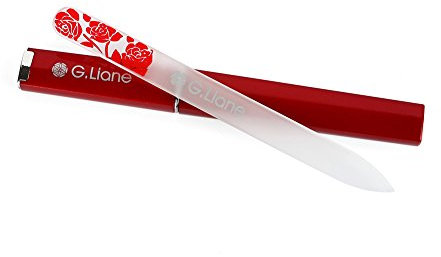 G.Liane Premium Glass Nail File with Case Professional Crystal Nail Files Perfect Manicure Set for Women Men Kids Nail Care Gift Set (Rose Red)