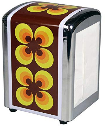 Cabanaz CAPVENTURE Serviettenspender Ramona mit Blumendesign Kosmetiktuchspender Kosmetiktücher Tissue-Dispender Serviettenbox Vertikal Metall und Chrom Spender für im Retro-Design (Gelb)