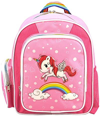 STEFANO Kinder Reisegepäck Einhorn Unicorn Set Pink mit Regenbogen für Mädchen (Rucksack 1)