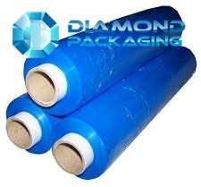 Diamond Packaging Lot de 6 rouleaux de film étirable pour emballage de palettes Bleu 400 mm x 250 m
