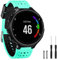 TopPerfekt Bande Compatible avec Garmin Forerunner 235, Bracelet de Remplacement en Silicone Souple pour 220/230/235/620/630/735XT/235 Lite Montre Intelligente pour Femmes Hommes (Vert Menthe/Noir)
