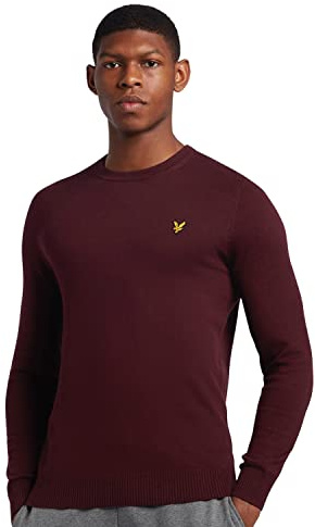 Lyle & Scott Mens Crew Knit Sweater Burgundy S