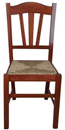 Sedia Silvana, in Legno Massello, Varie Sedute e Colori, Paglia, Massello, Imbottita Ristorante Casa Cucina Sala da Pranzo Agriturismo 100% MADE IN ITALY, Ordine MINIMO 2 Pezzi (Ciliegio, Paglia)