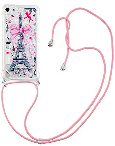 HiCASE Pro Handykette Hülle für iPod Touch 7 2019/iPod Touch 6/iPod Touch 5, Handyhülle Glitter Flüssig Treibsand Bumper Schutzhülle Silikon TPU Case mit Band Kettezum Umhängen