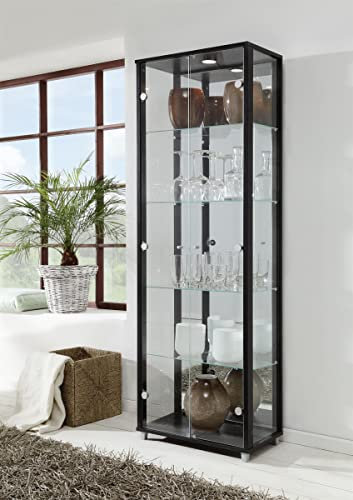 möbelando Vitrine Glasvitrine Standvitrine Vitrinenschrank Berlin V Schwarz