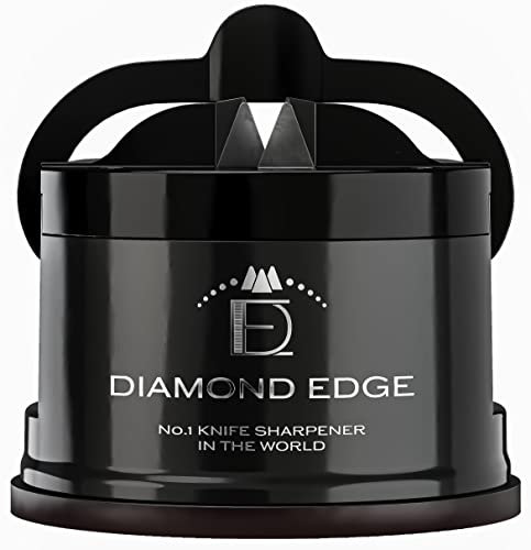 Diamond Edge No.1 Knife Sharpener – Safe & Compact Manual Knife Sharpener for Any Knife - Knives Sharpener Suitable for Serrated & Outdoor Blades – Professional Quality, Black